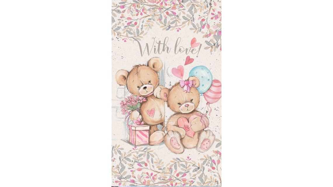 Trusou botez cu ursuleti roz si broderie personalizata Teddy Bear Pink 1